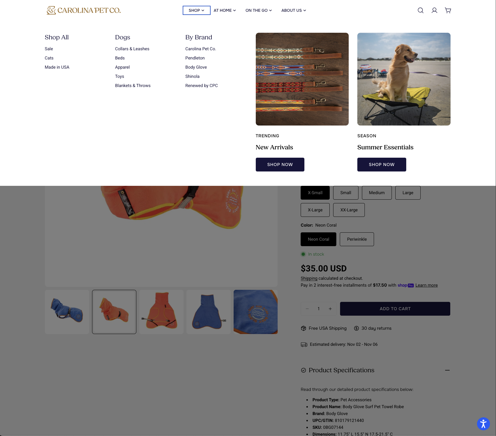 Carolina Pet Co. — example screenshot 3