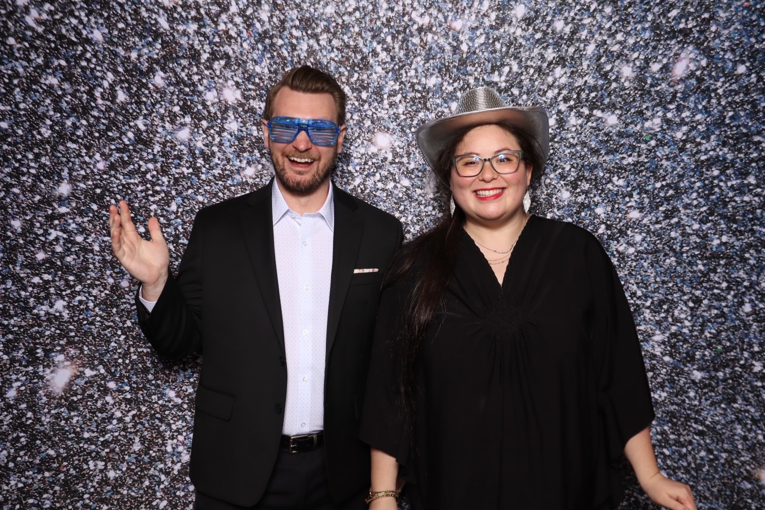The founders of Hammonds Media & Marketing posing together in formal attire at the 2025 AMA OKC Marketing Excellence Awards, wearing cowboy hats with an AMA Oklahoma City “Champions” awards badge visible.